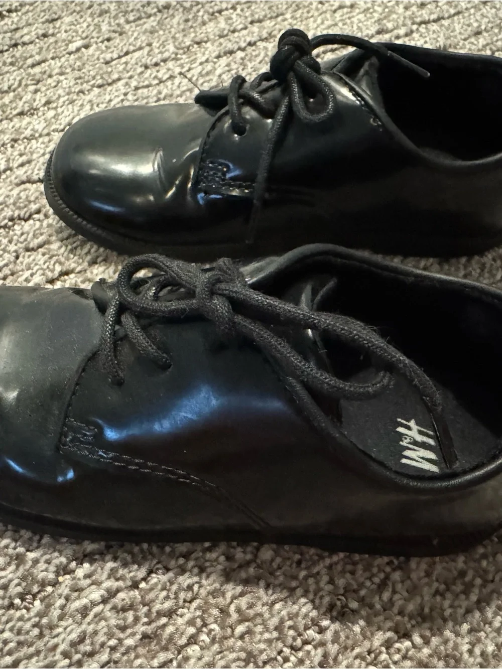 H&M Kids Black Patent Lace-Up Oxford Shoes
